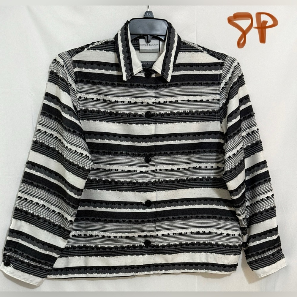 Alfred Dunner Black and White Striped Jacket